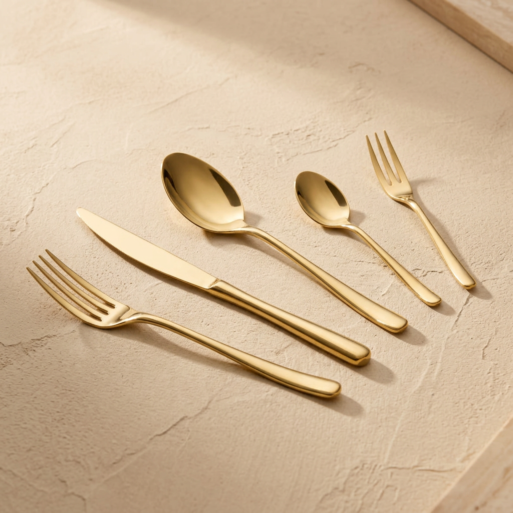 Art Culinaire - Zestaw Sztućców - Aura 30 Elementów - Stal Nierdzewna 18/10 - Złoty