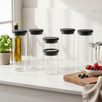 Sauter - Set De 6 Boîtes De Conservation Avec Couvercle - Verre Borosilicaté - Noir