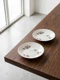 Midnight Flowers - Set Di 2 Piatti Fondi - S - Porcellana Bone China - Fiore Rosa