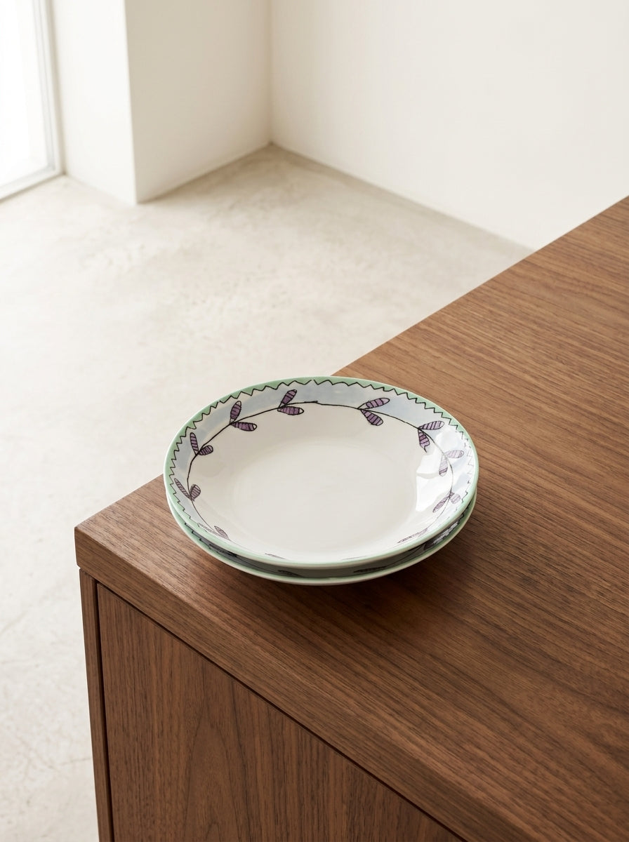 Midnight Flowers - 2er-Set Tiefe Teller - S - Bone-China-Porzellan - Blossom Milk