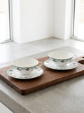 Midnight Flowers - Set Di 2 Tazze Da Tè + Piattini - Porcellana Bone China - Blossom Milk