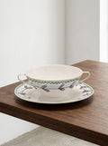 Midnight Flowers - Set di 2 tazze da consommè + piattini - Porcellana Bone China - Blossom Milk