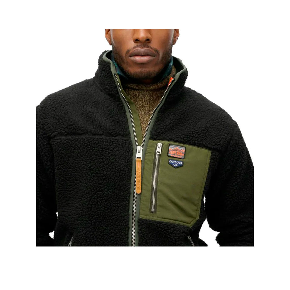 Superdry Vintage Retro Full Zip - Giacca In Pile Uomo Nero