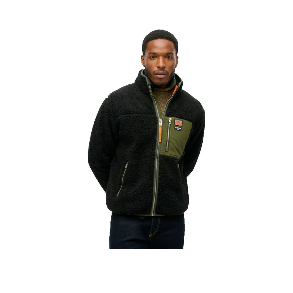 Superdry Vintage Retro Full Zip - Giacca In Pile Uomo Nero