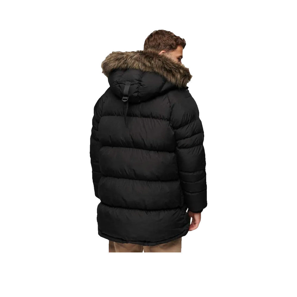 Superdry Everest Longline Baffled - Męska kurtka pikowana Czarna