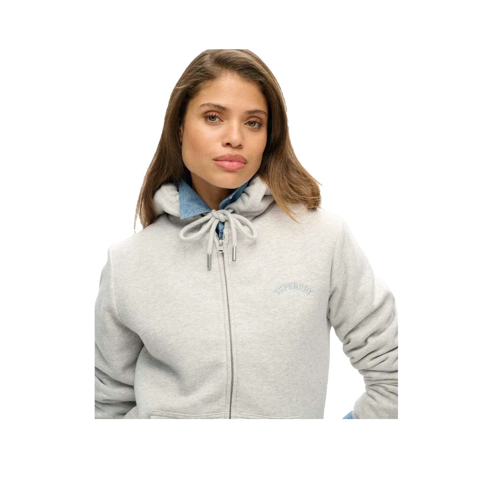 Superdry Borg Lined Felpa con Cappuccio Full Zip Donna Grigia