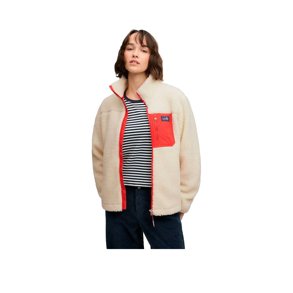 Superdry Heritage Zip Through Fleece - Giacca In Pile Donna Panna