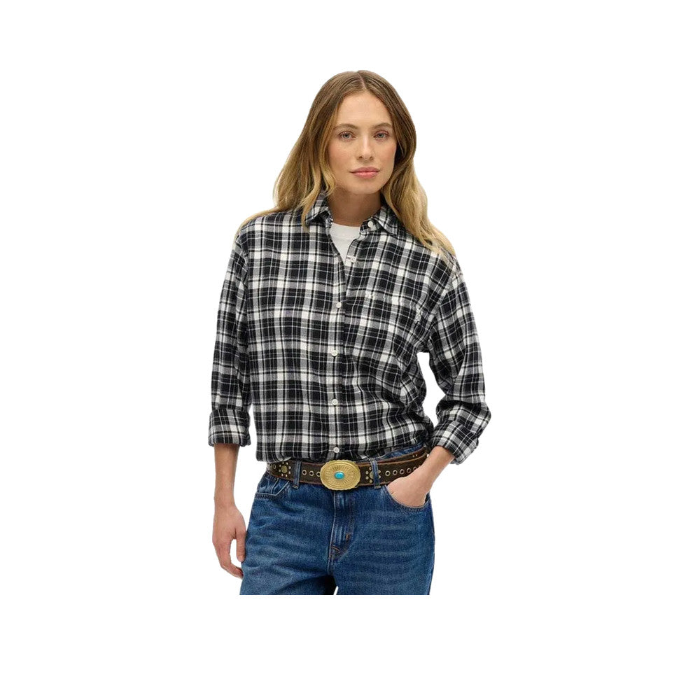 Superdry Boyfriend Flannel - Skjorta Dam Svart