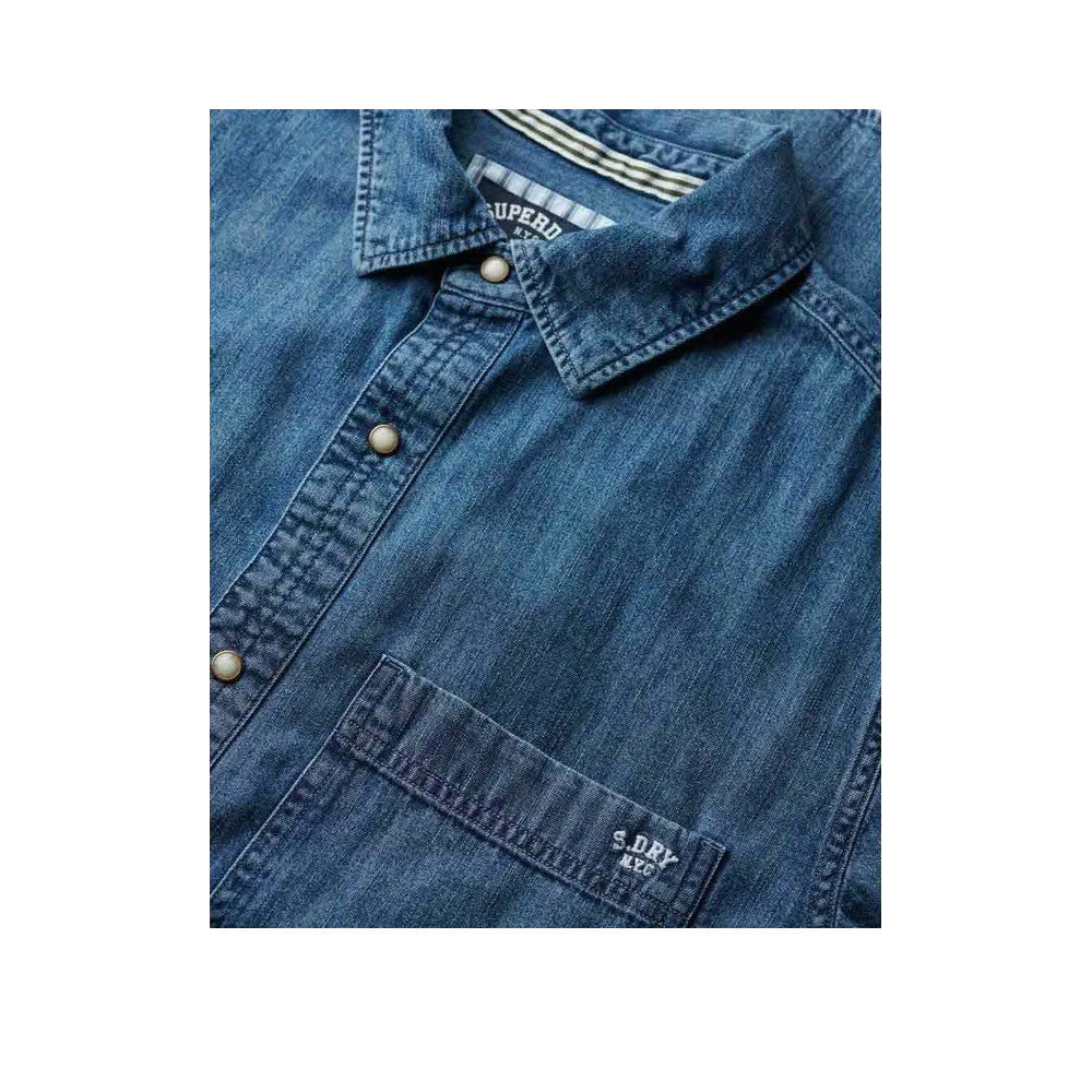 Superdry Oversized Denim Shirt - Women's Shirt Blue
