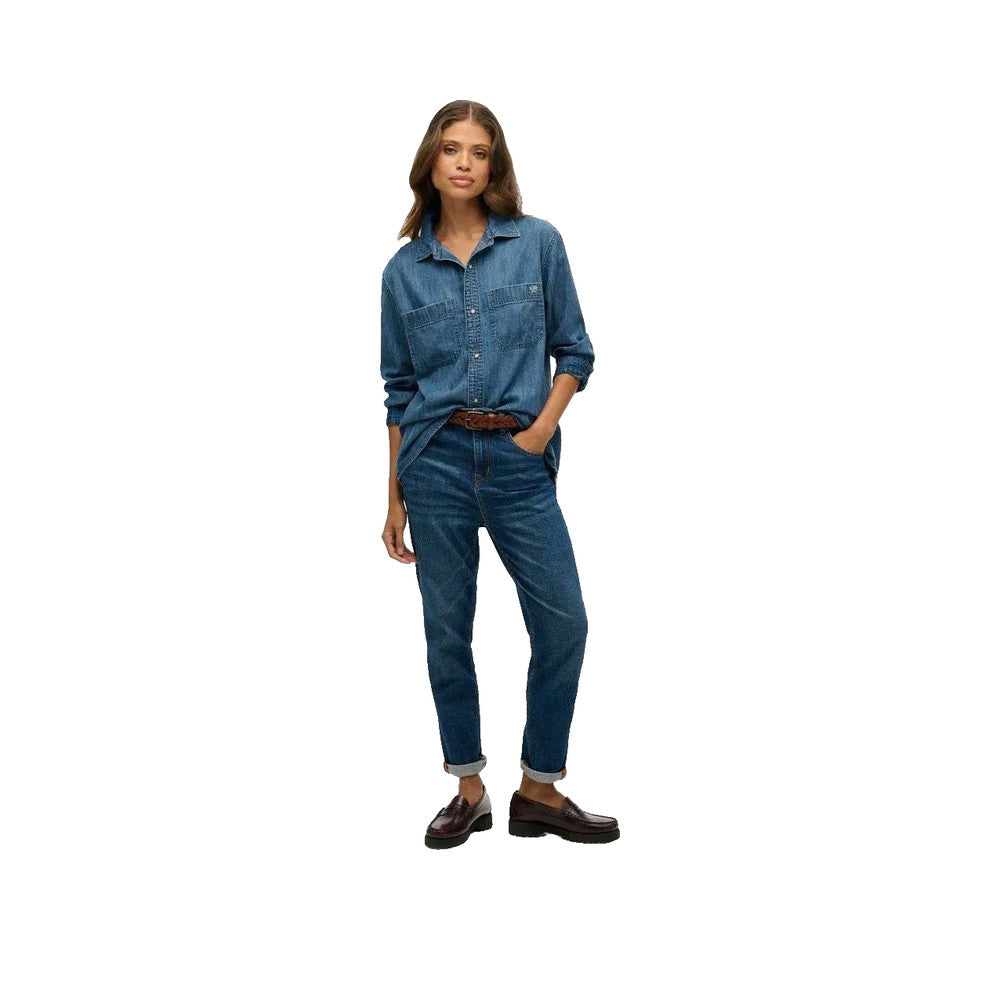 Superdry Oversized Denim Shirt - Women's Shirt Blue