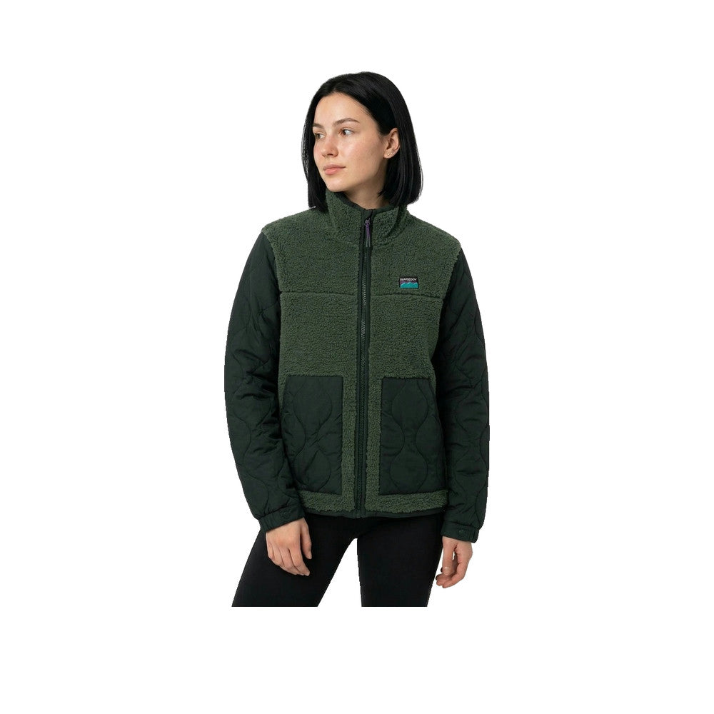 Superdry Hybrid Fleece - Giacca in Pile Donna Verde