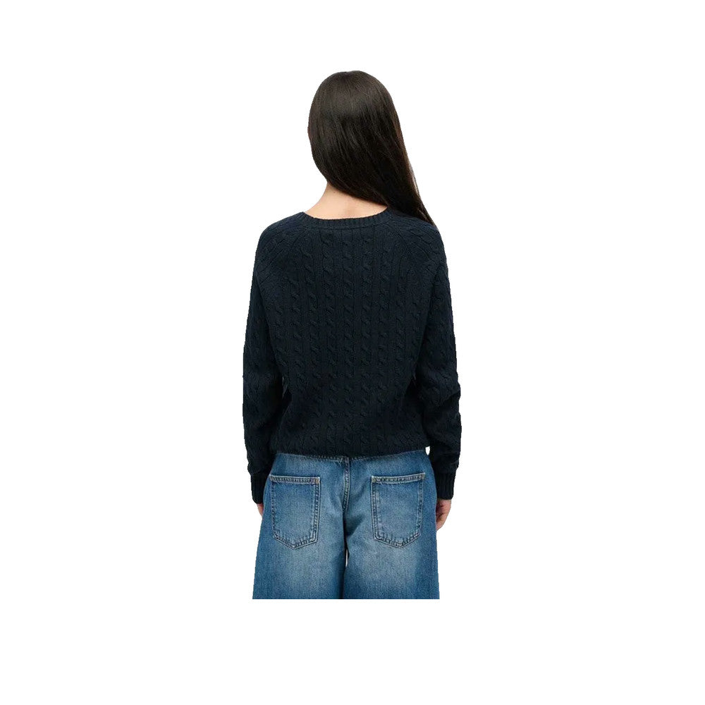 Superdry Slouchy Cable Flag – Damen-Pullover Marineblau