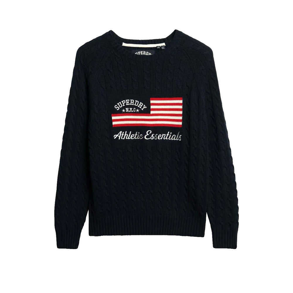 Superdry Slouchy Cable Flag – Damen-Pullover Marineblau