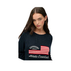 Superdry Slouchy Cable Flag – Damen-Pullover Marineblau