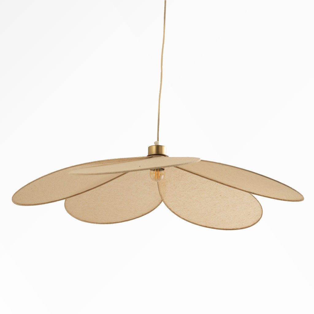 Flora - Suspension Pétale En Tissu Beige Et Métal Doré