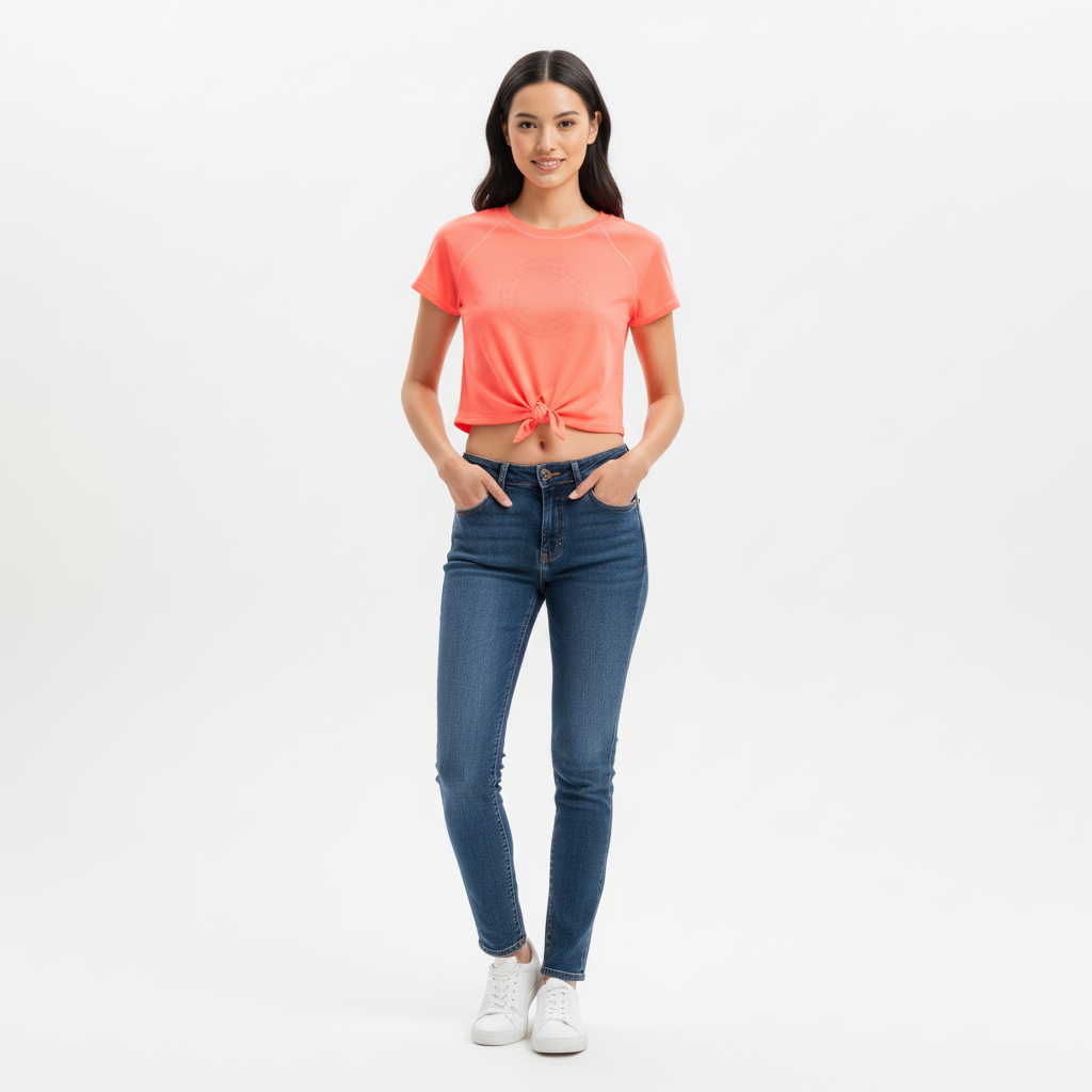 Crop Top De Bain Caraibes - Laser Corail - Femme