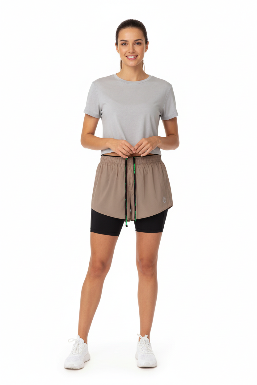 Timer Beige Running Shorts - Unisex