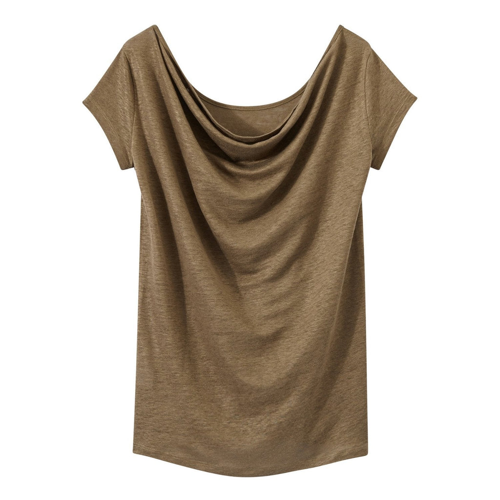 Camiseta Cuello Escotado En La Espalda En Lino Irisado - Mujer