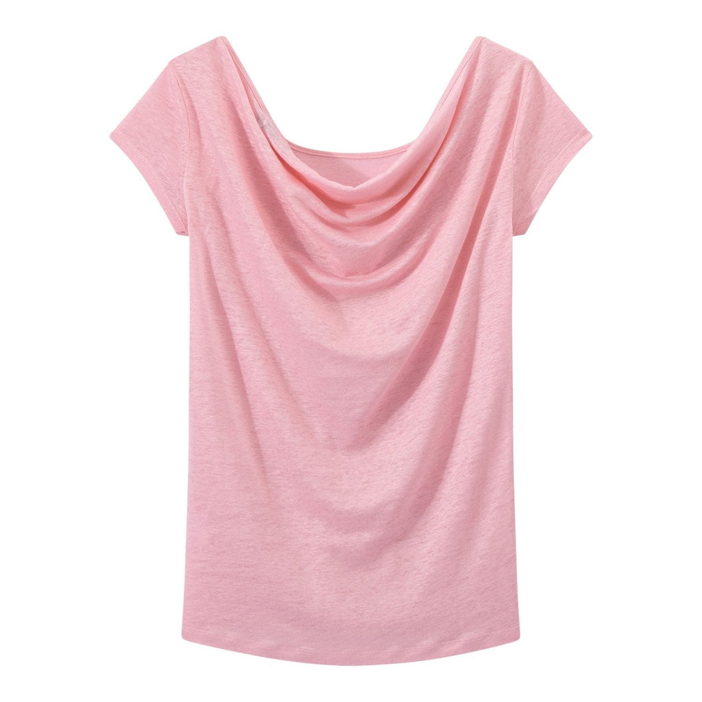 Camiseta Cuello Escotado En La Espalda En Lino Irisado - Mujer