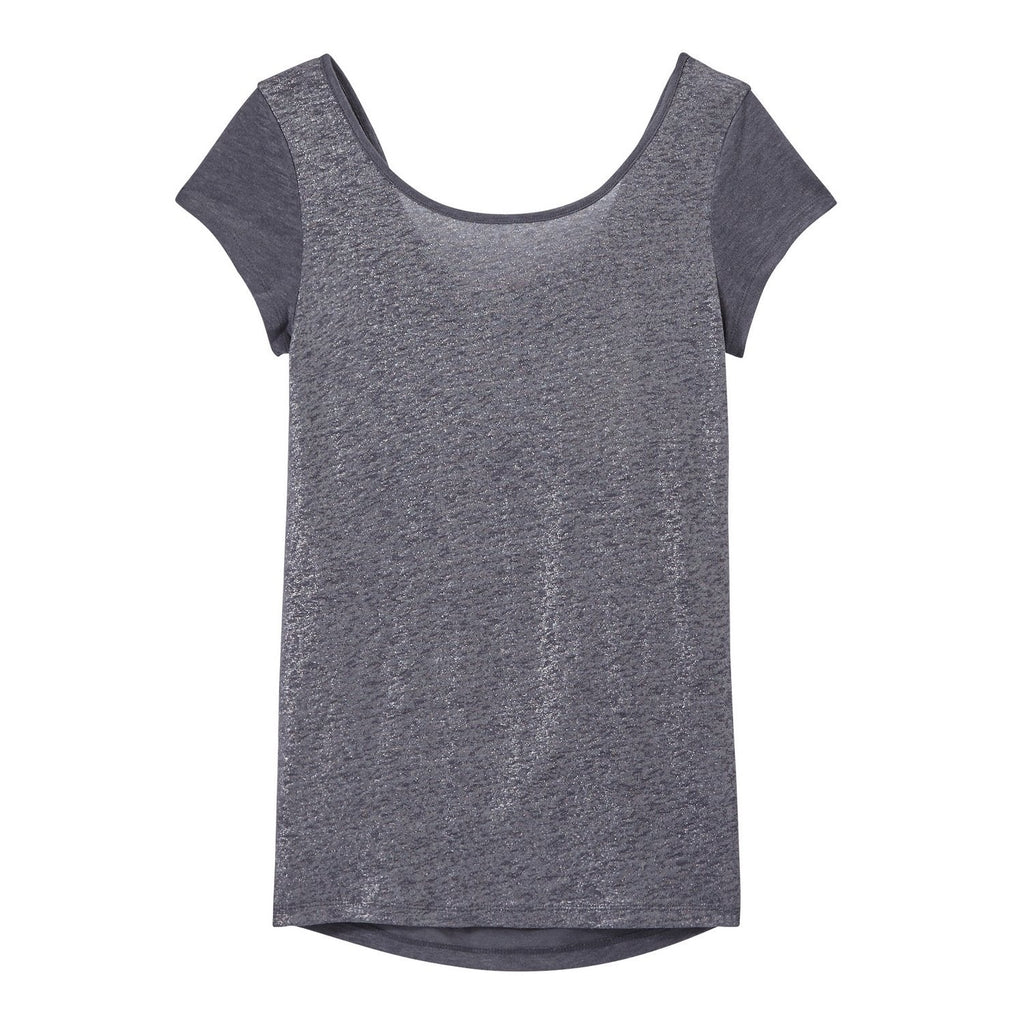 Camiseta Cuello Escotado En La Espalda En Lino Irisado - Mujer