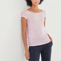 Camiseta Cuello Escotado En La Espalda En Lino Irisado - Mujer