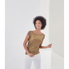 Camiseta Cuello Escotado En La Espalda En Lino Irisado - Mujer