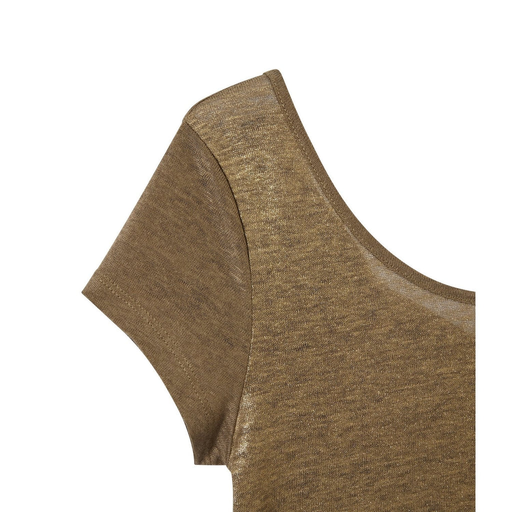 Camiseta Cuello Escotado En La Espalda En Lino Irisado - Mujer