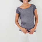 Camiseta Cuello Escotado En La Espalda En Lino Irisado - Mujer