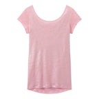 Camiseta Cuello Escotado En La Espalda En Lino Irisado - Mujer