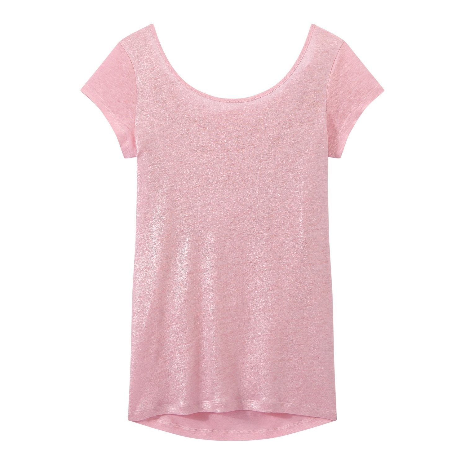 Camiseta Cuello Escotado En La Espalda En Lino Irisado - Mujer