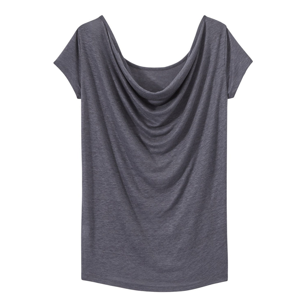 Camiseta Cuello Escotado En La Espalda En Lino Irisado - Mujer