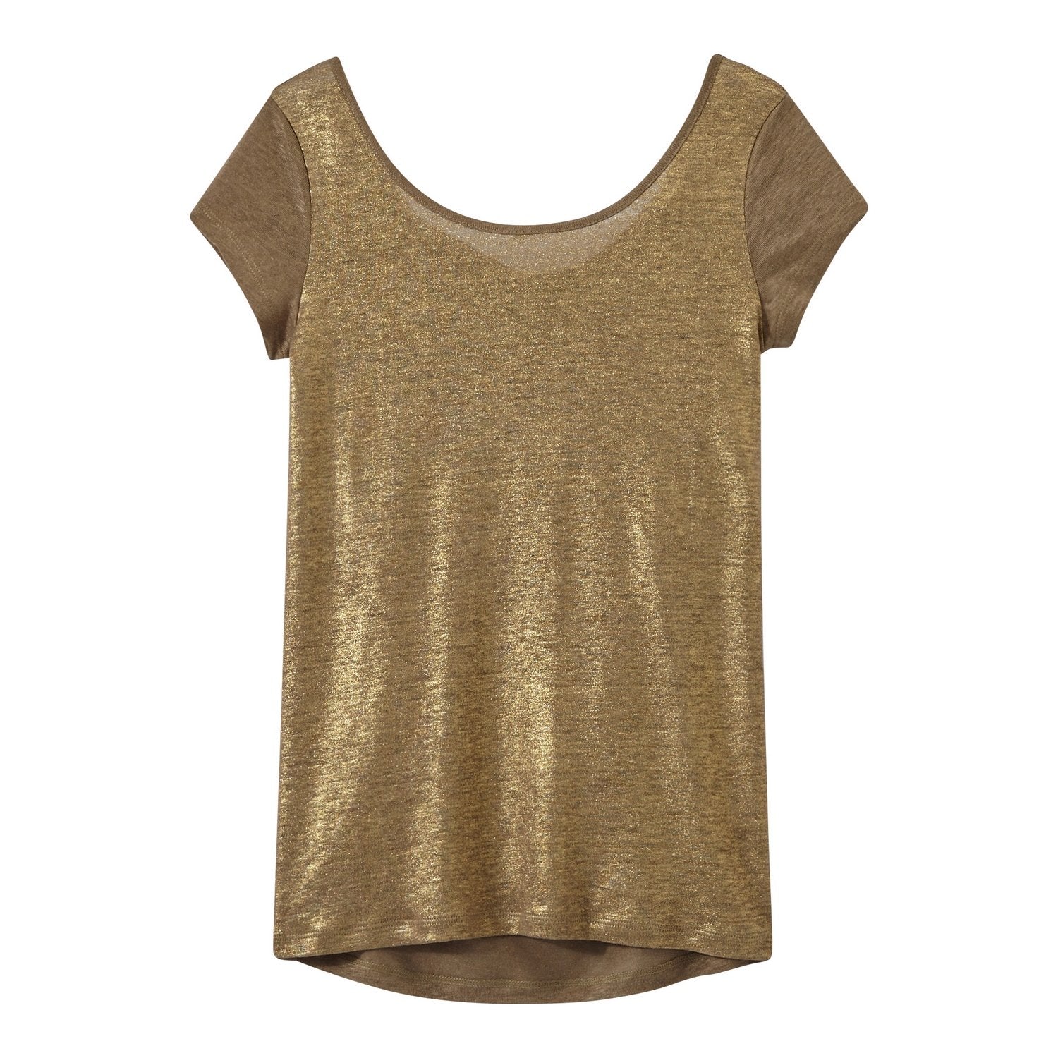 Camiseta Cuello Escotado En La Espalda En Lino Irisado - Mujer