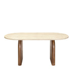 Lipali - Tavolo Da Pranzo 6 Persone Effetto Travertino E Legno - Beige