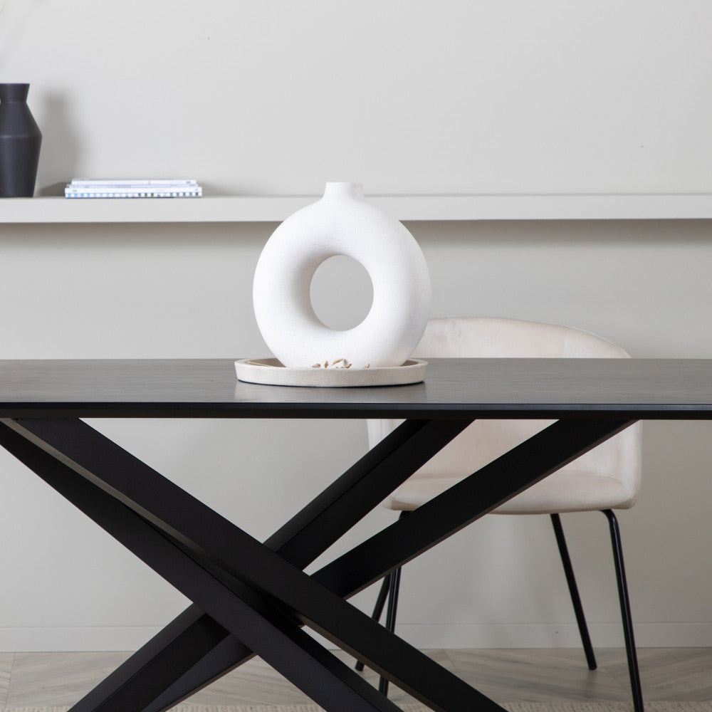 Piazza - Mesa de comedor para 8 personas - Madera y metal - Negro