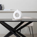 Piazza - Mesa de comedor para 8 personas - Madera y metal - Negro