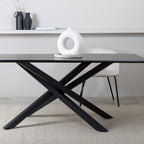 Piazza - Mesa de comedor para 8 personas - Madera y metal - Negro