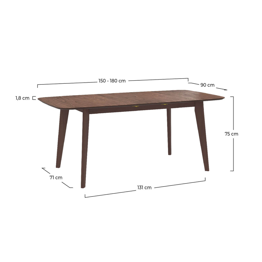 Oman - Table Rectangulaire 4/6 Personnes Extensible En Bois Foncé