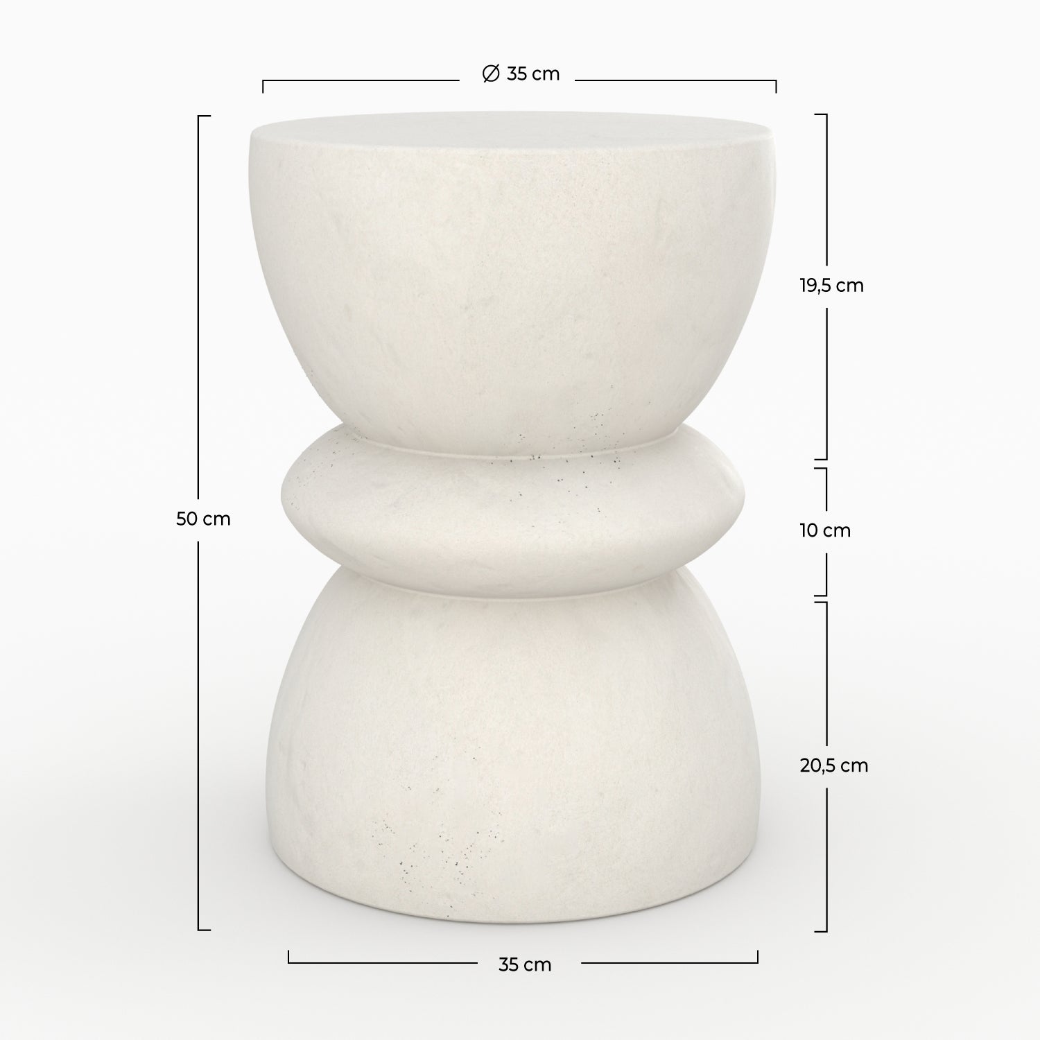 Maupiti - Table D'Appoint Ronde Blanche En Fibre D'Argile Effet Béton