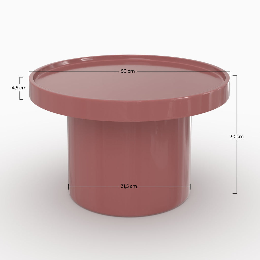 Nora - Table D'Appoint Laquée Rouge Framboise En Mdf