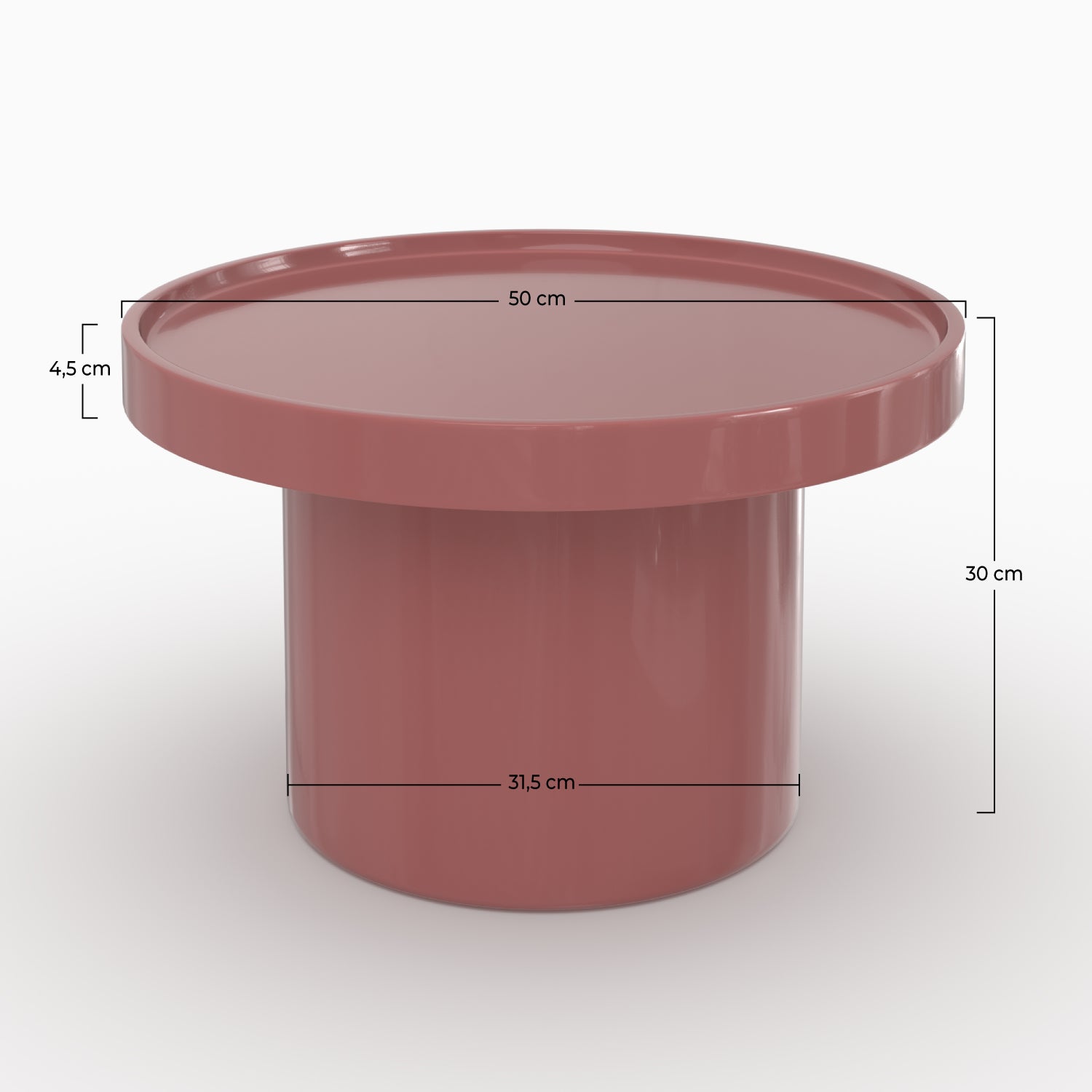 Nora - Table D'Appoint Laquée Rouge Framboise En Mdf