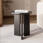 Néa - Table D'Appoint Ronde En Bois Noir