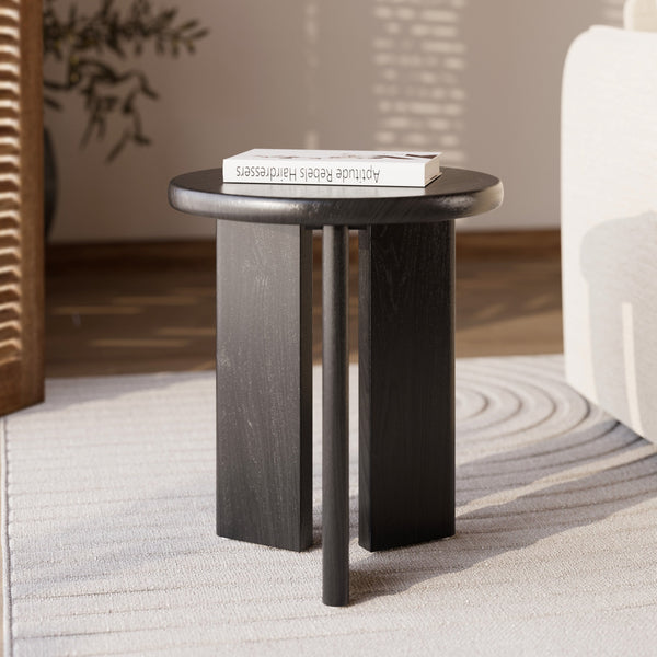 Néa - Table D'Appoint Ronde En Bois Noir