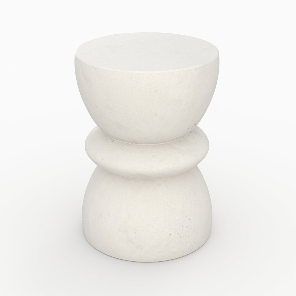 Maupiti - Table D'Appoint Ronde Blanche En Fibre D'Argile Effet Béton