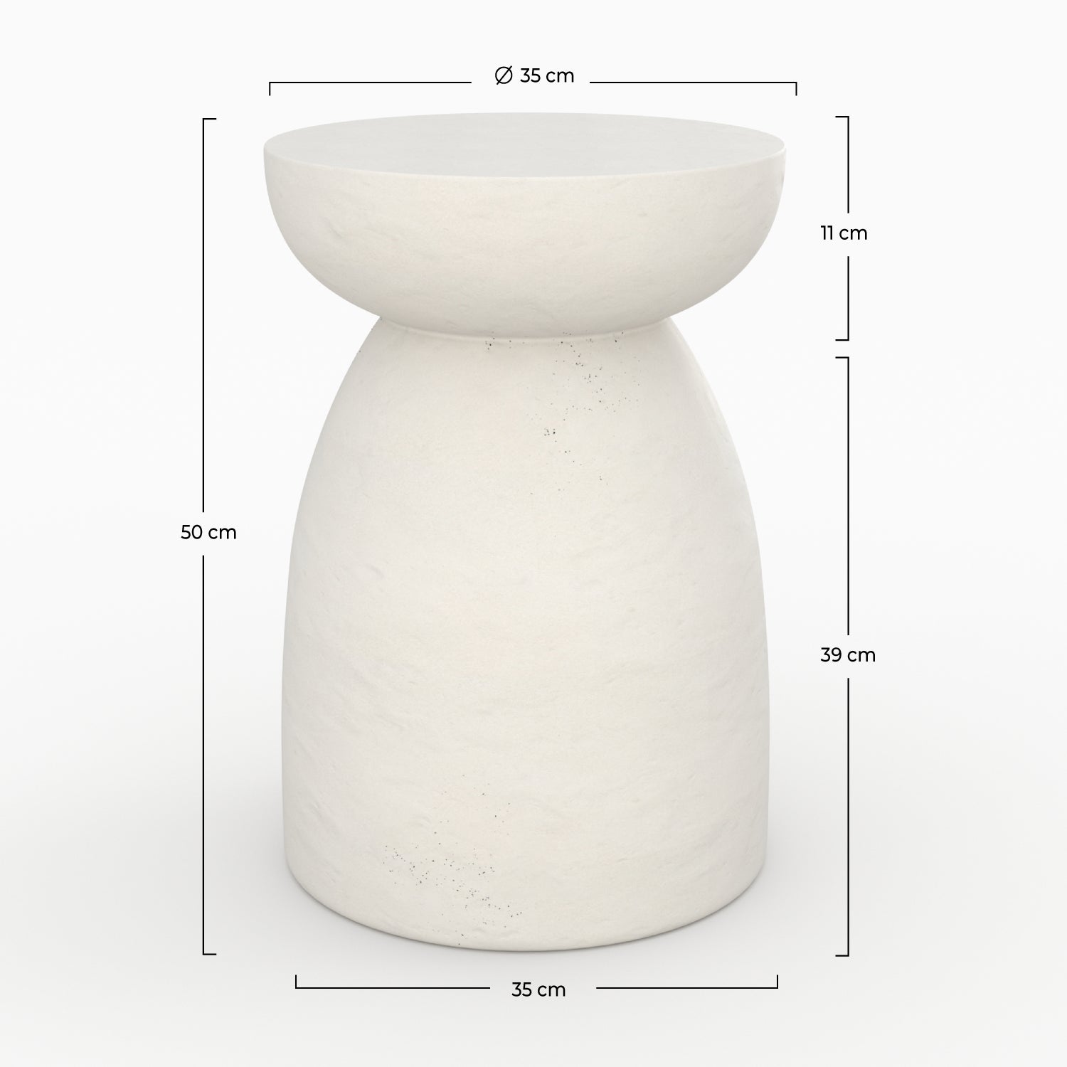 Capri - Table D'Appoint Ronde Blanche En Fibre D'Argile Effet Béton