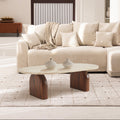 Lipali - Table Basse En Et Bois - Effet Travertin - Beige