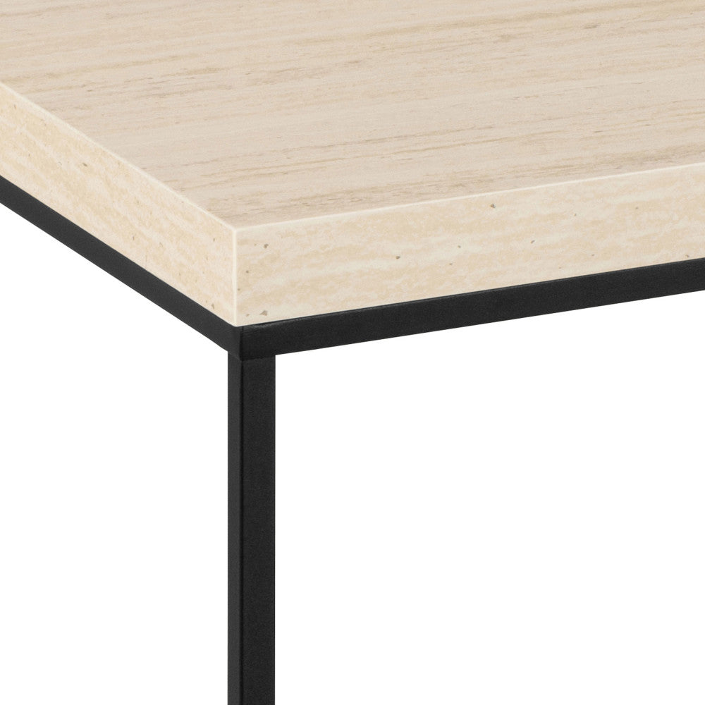 Mixo - Mesa de centro - Efecto travertino y metal - Beige