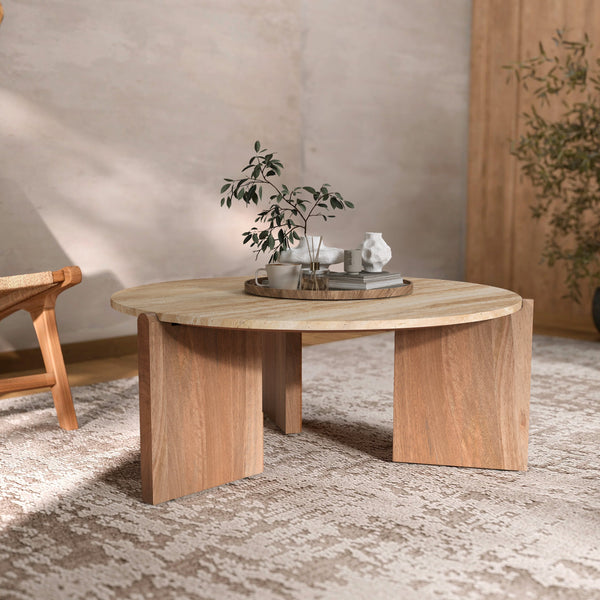 Sierra - Table Basse En Travertin Et Bois