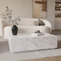 Izaé - Mesa de centro rectangular de mármol blanco
