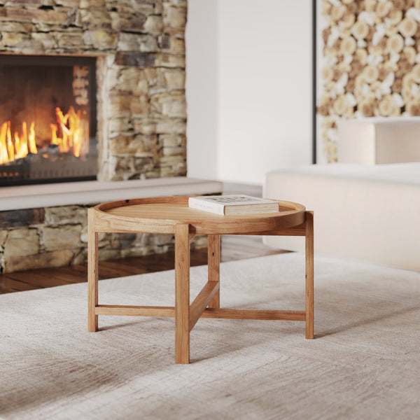 Kouma - Table Basse Ronde En Bois De Teck Recyclé
