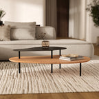 Moji - Lot De 2 Tables Gigognes En Bois Et Metal Noir